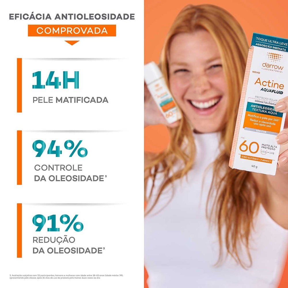 Protetor Solar Actine Aquafluide Sem Cor Fps 60 40g 40g 5