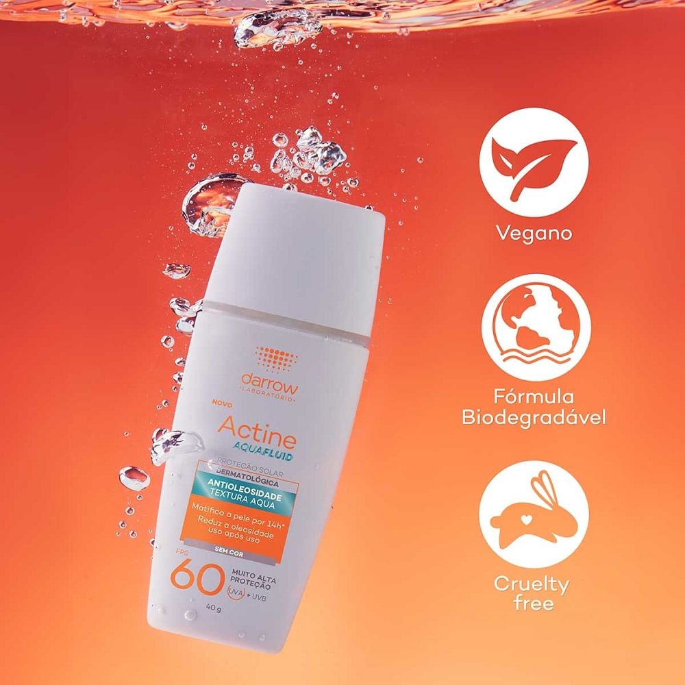 Protetor Solar Actine Aquafluide Sem Cor Fps 60 40g 40g 7