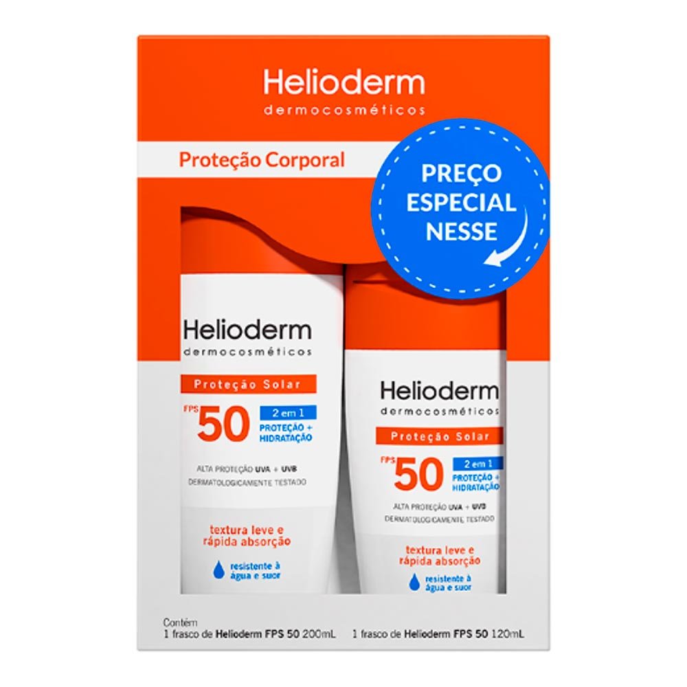 Helioderm Suncare Protetor Solar FPS50 200ml + Helioderm Suncare FPS50 120ml