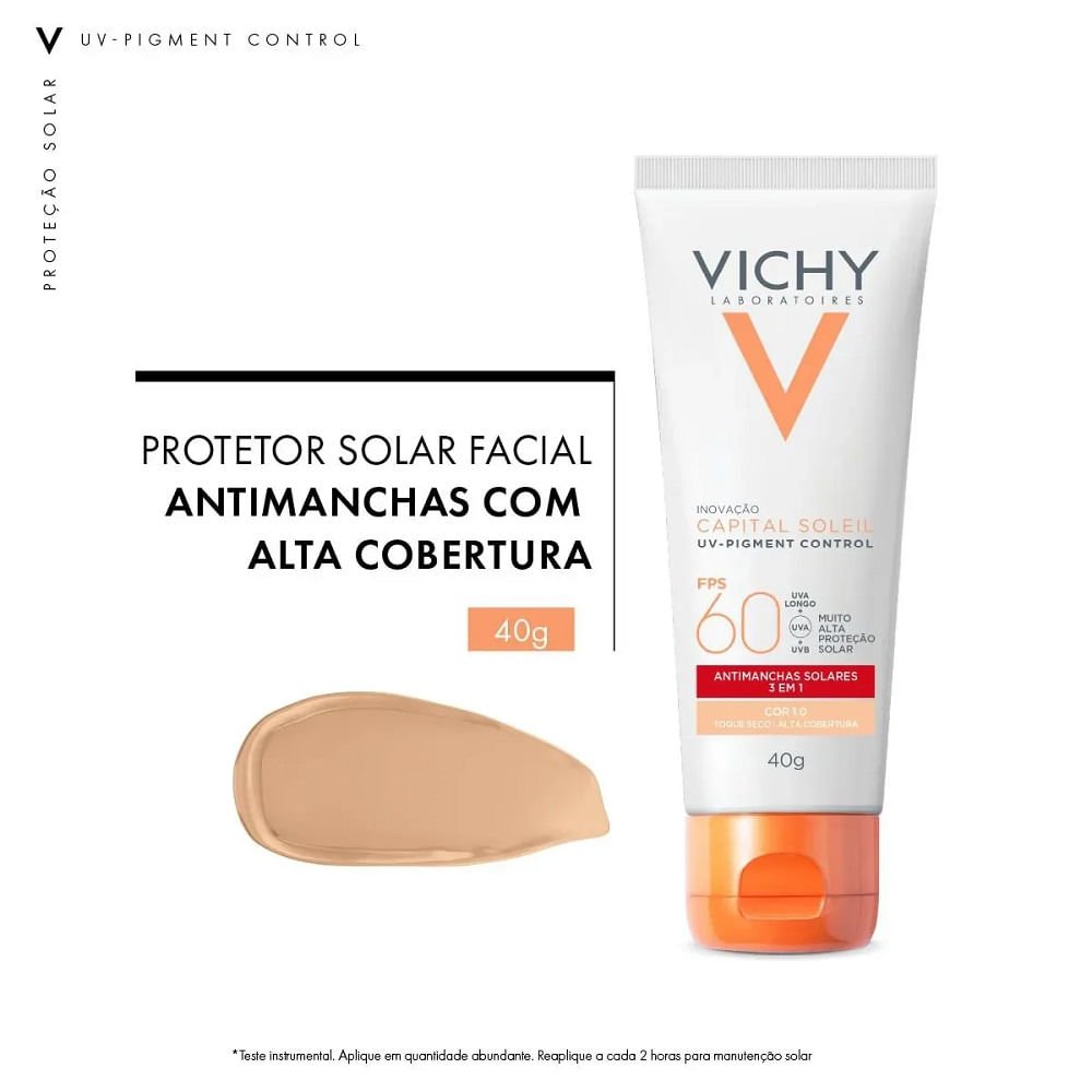 Protetor Solar Facial Vichy Hydra Matte Cor 1.0 Fps 60 40g 40g 3