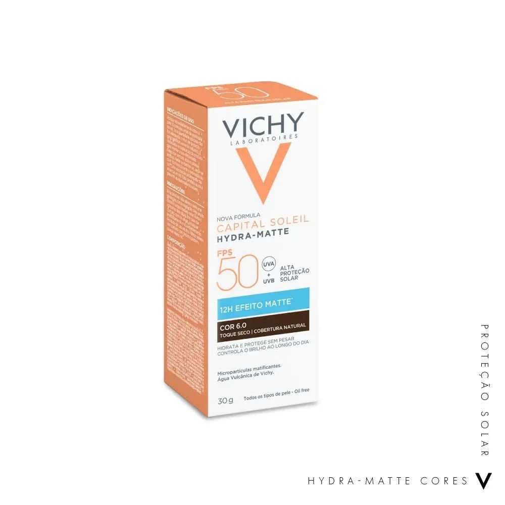 Protetor Solar Facial Vichy Hydra Matte Cor 6.0 Fps 50 30g