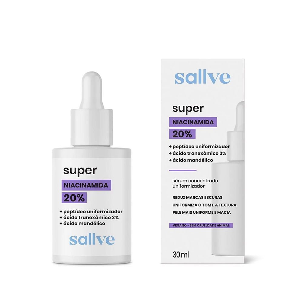 Sérum Facial Concentrado Sallve Super Niacinamida 20% Com Peptídeo Uniformizador 30ml 30ml 1