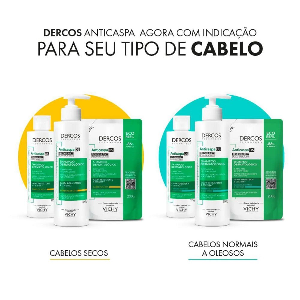 Shampoo Anticaspa Ds Vichy Dercos Oily Cabelos Normais a Oleosos 300g 300g 7