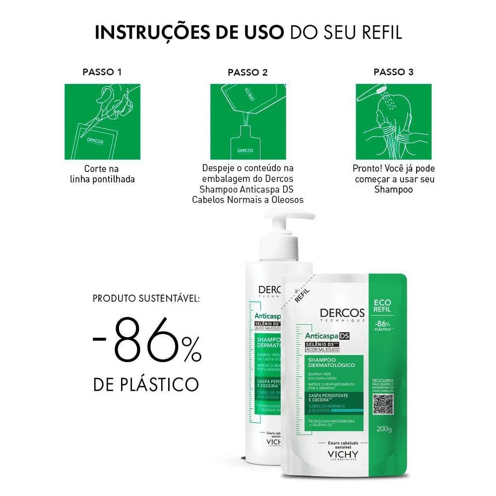 Refil Shampoo Anticaspa Ds Vichy Dercos Oily Cabelos Normais a Oleosos 200g 200g 11