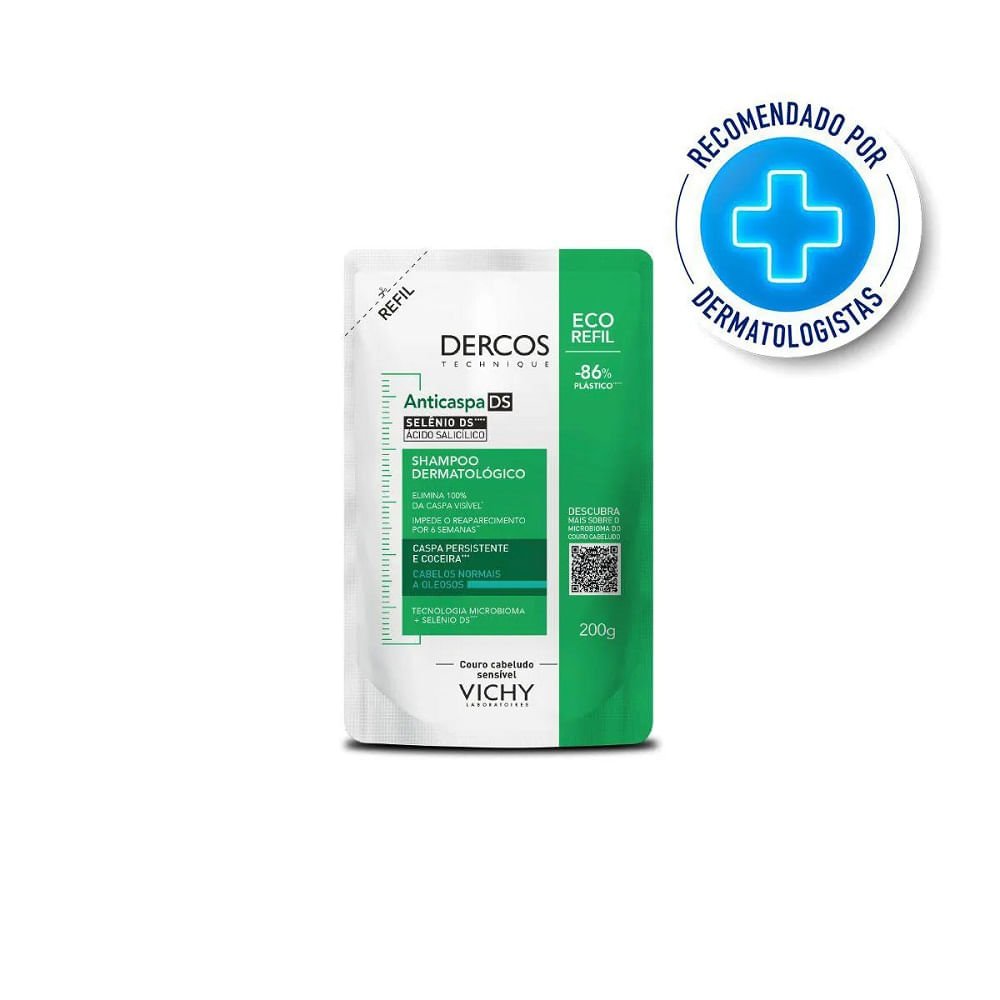 Refil Shampoo Anticaspa Ds Vichy Dercos Oily Cabelos Normais a Oleosos 200g 200g 12