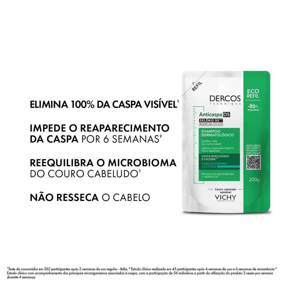 Refil Shampoo Anticaspa Ds Vichy Dercos Oily Cabelos Normais a Oleosos 200g 200g 4