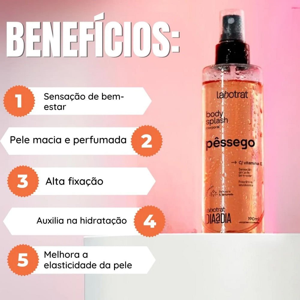 Body Splash Dia a Dia Labotrat Pêssego 190ml 190ml 3