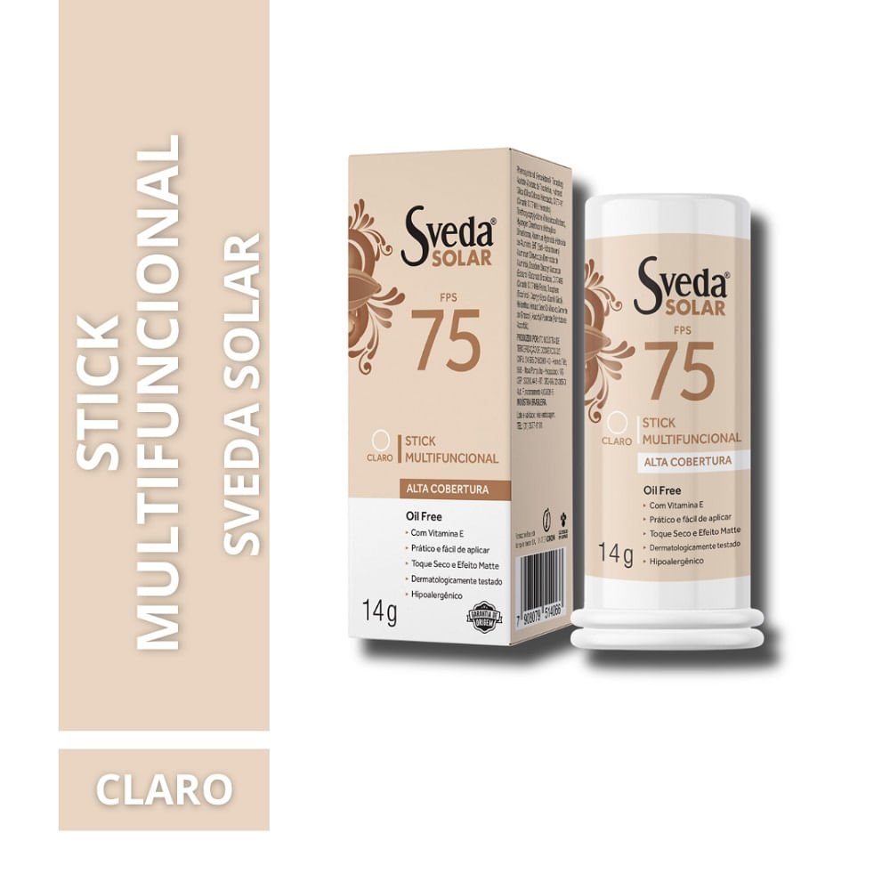Protetor Solar Sveda Stick Multifuncional Cor Claro Fps75 14g 14g 2
