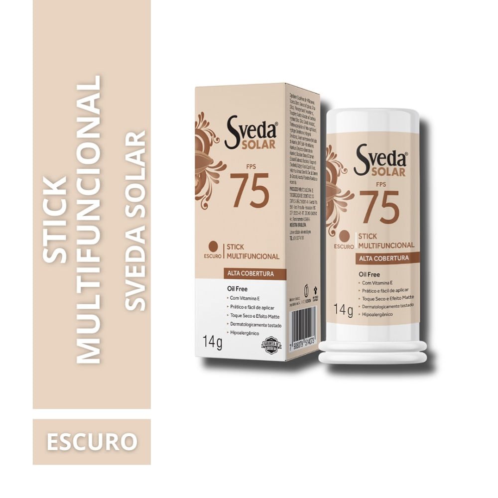 Protetor Solar Sveda Stick Multifuncional Cor Escuro Fps75 14g 14g 2
