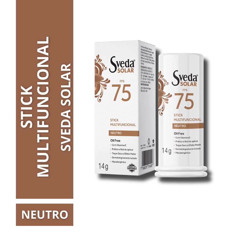 Protetor Solar Sveda Stick Multifuncional Neutro Fps75 14g 14g 2