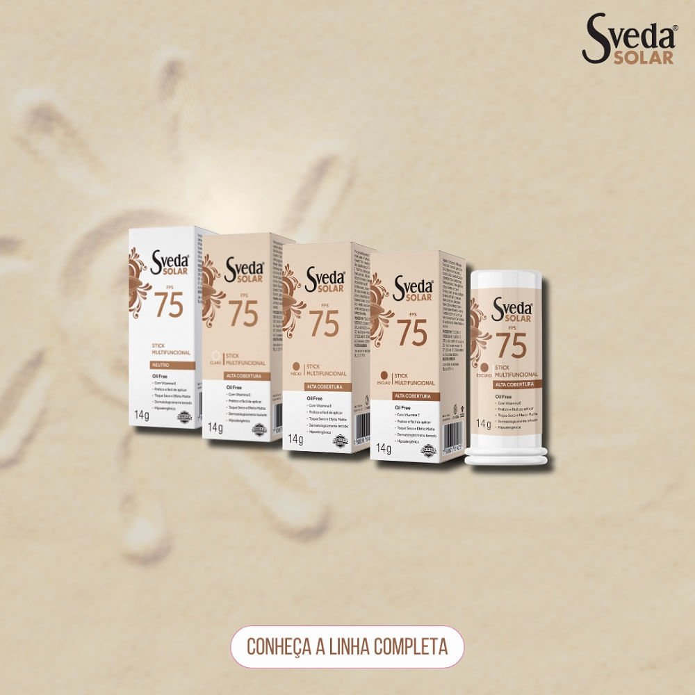 Protetor Solar Sveda Stick Multifuncional Neutro Fps75 14g 14g 4