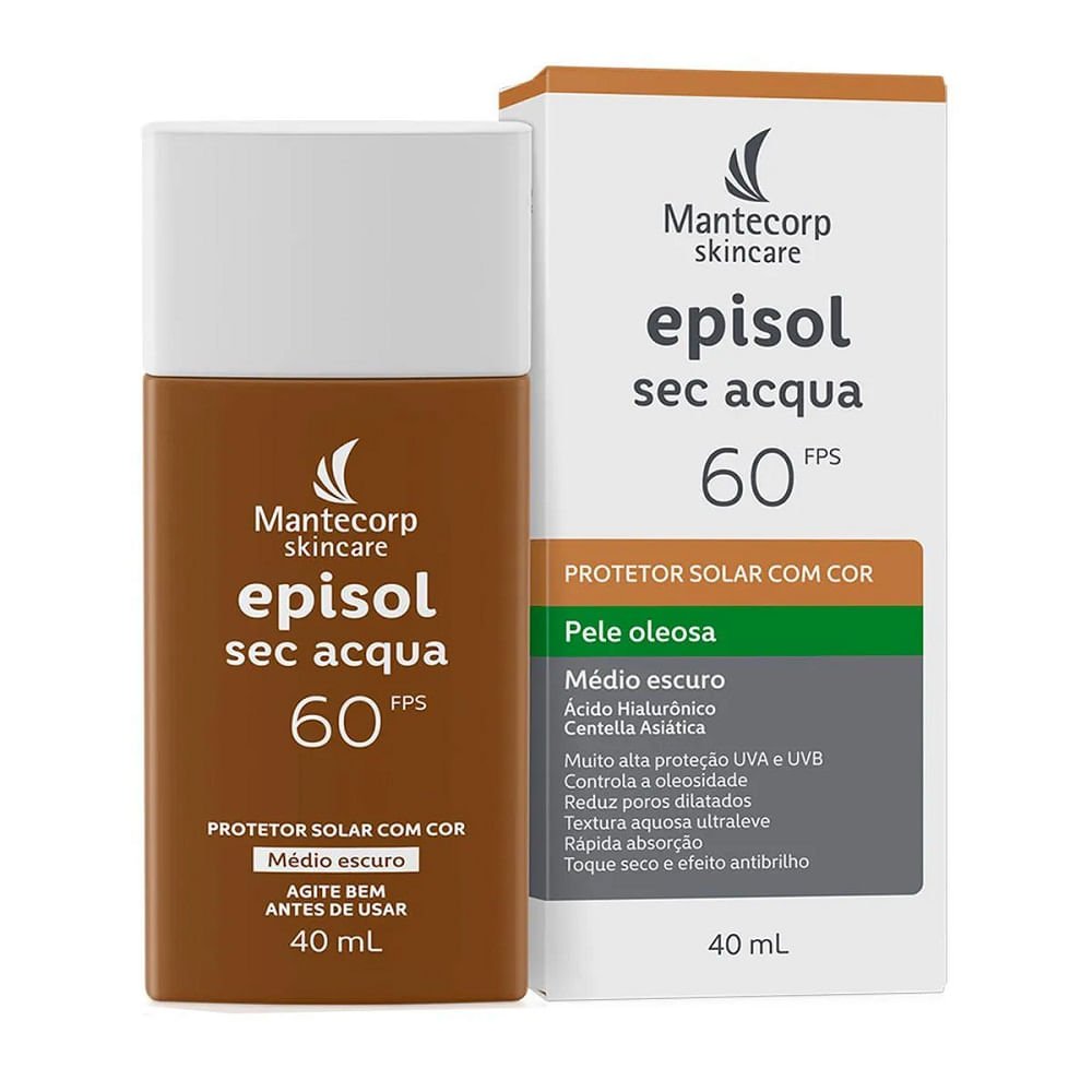 Protetor Solar Episol FPS 60 Sec Acqua Médio Escuro 40ml Médio Escuro 2