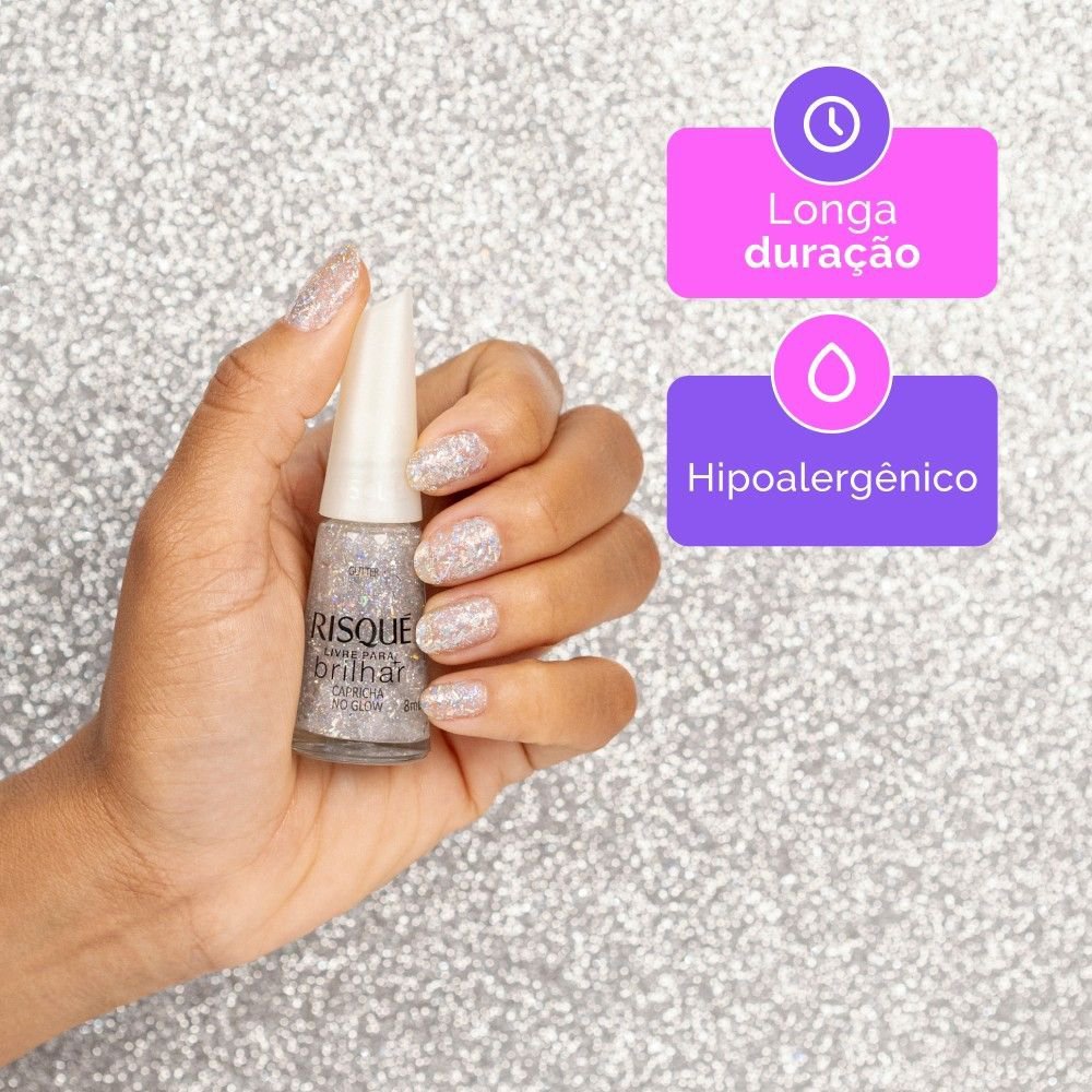 Esmalte Risqué Livre para Brilhar Glitter Capricha no Glow 8ml Capricha no Glow 5