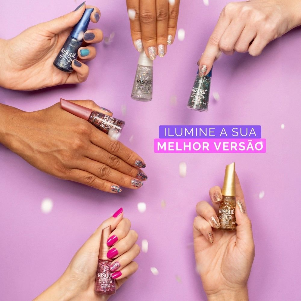 Esmalte Risqué Livre para Brilhar Glitter Capricha no Glow 8ml Capricha no Glow 6