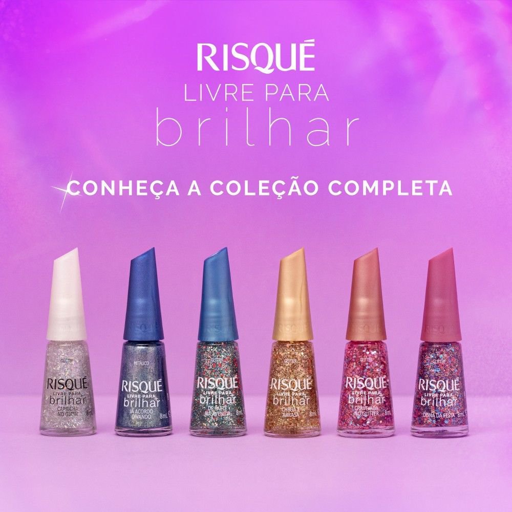 Esmalte Risqué Livre para Brilhar Glitter Capricha no Glow 8ml Capricha no Glow 7