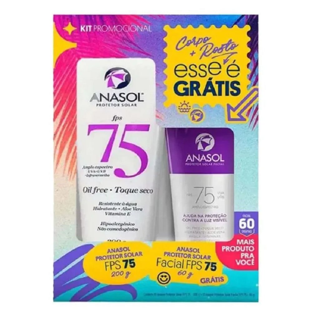 Kit Protetor Solar Anasol Fps75 200g + Protetor Solar Facial Fps75 60g ÚNICO 1