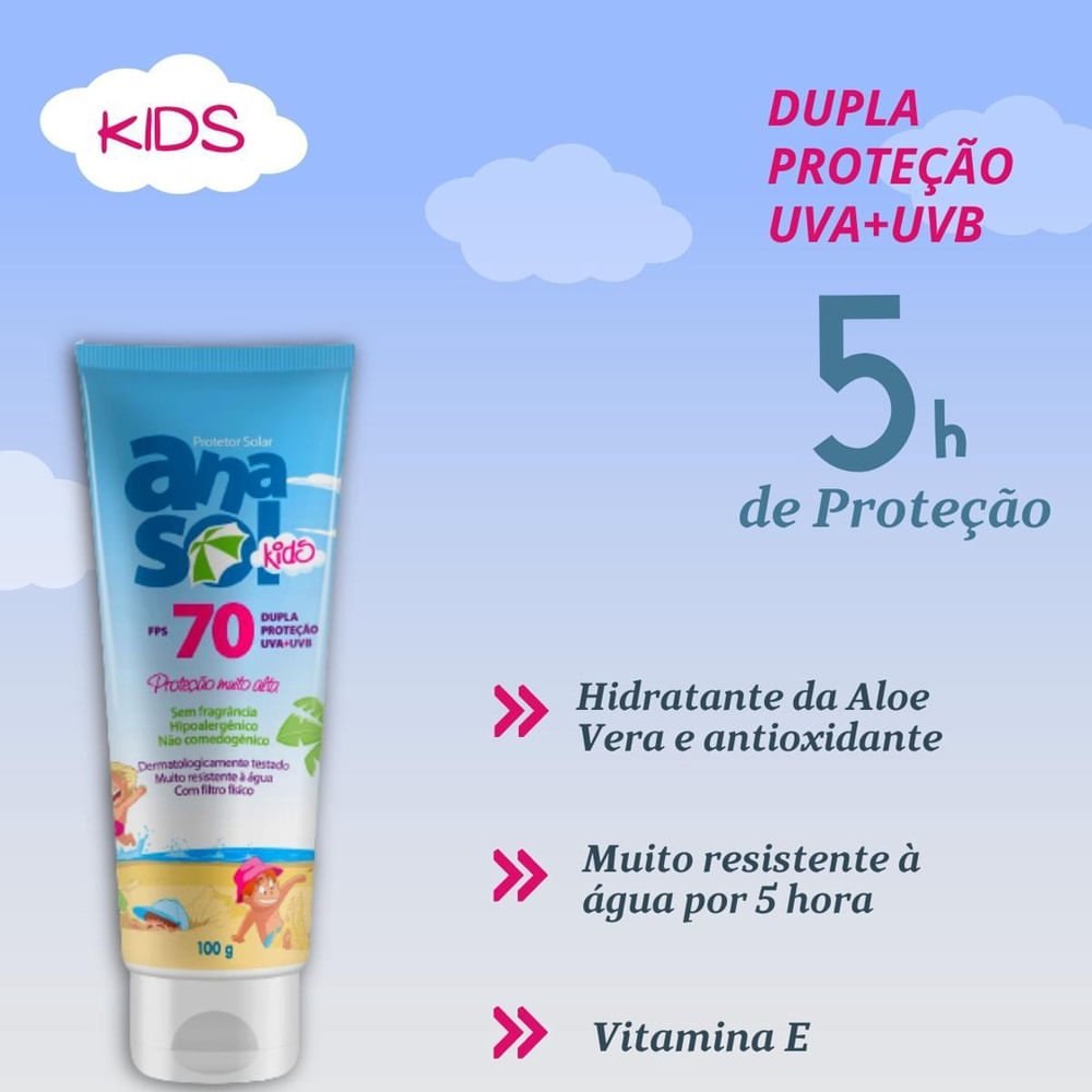 Protetor Solar Anasol Kids Fps70 100g 100g 3