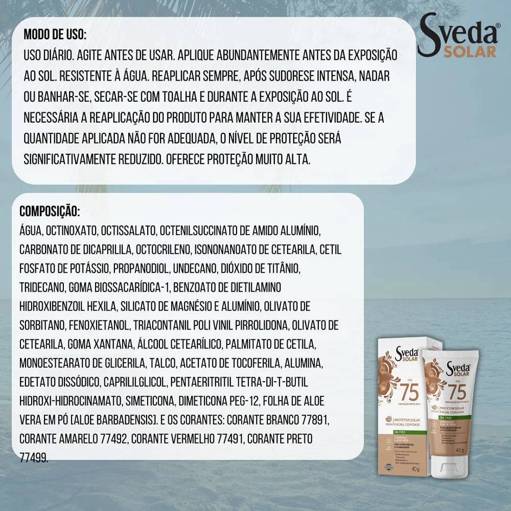 Protetor Solar Sveda Base Média Fps75 40g 40g 3