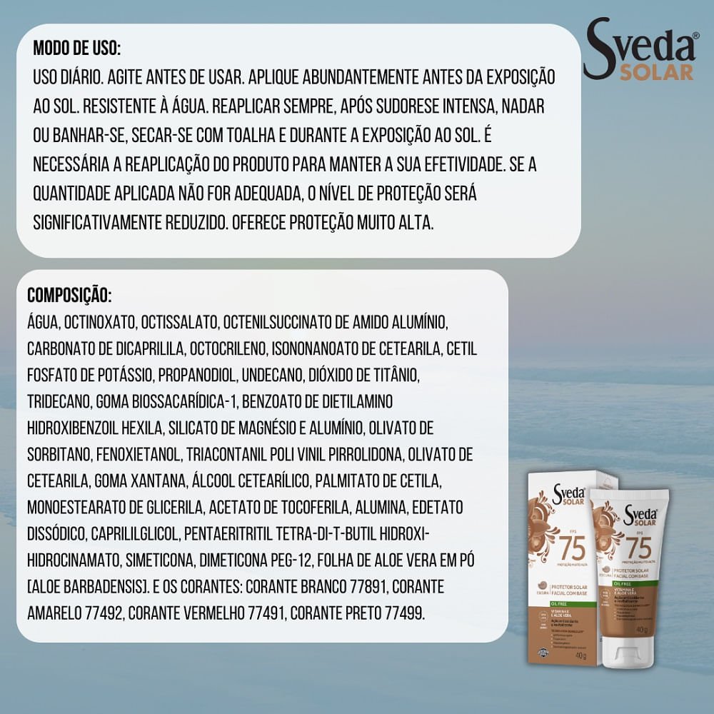 Protetor Solar Sveda Base Escura Fps75 40g 40g 3