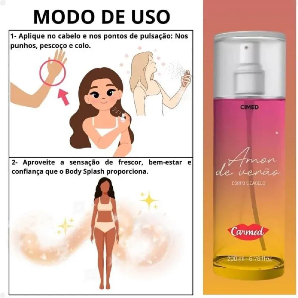 Body Splash Carmed Corpo e Cabelo Amor de Verão 200ml 200ml 2