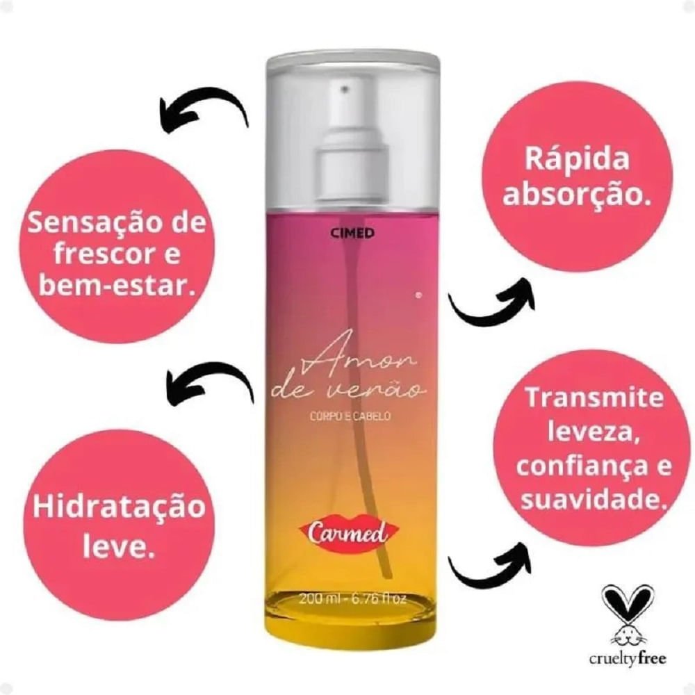 Body Splash Carmed Corpo e Cabelo Amor de Verão 200ml 200ml 3