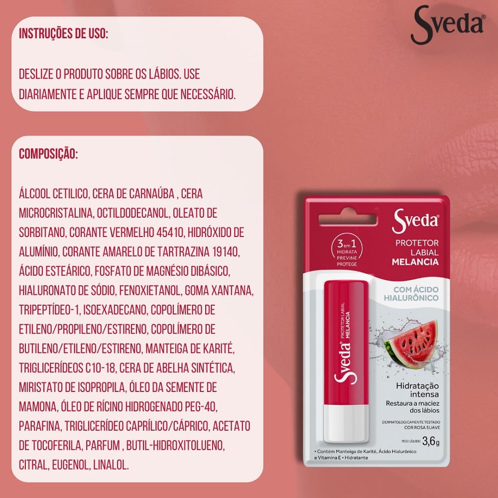 Protetor Labial Sveda Melancia 3,6g 3,6g 3