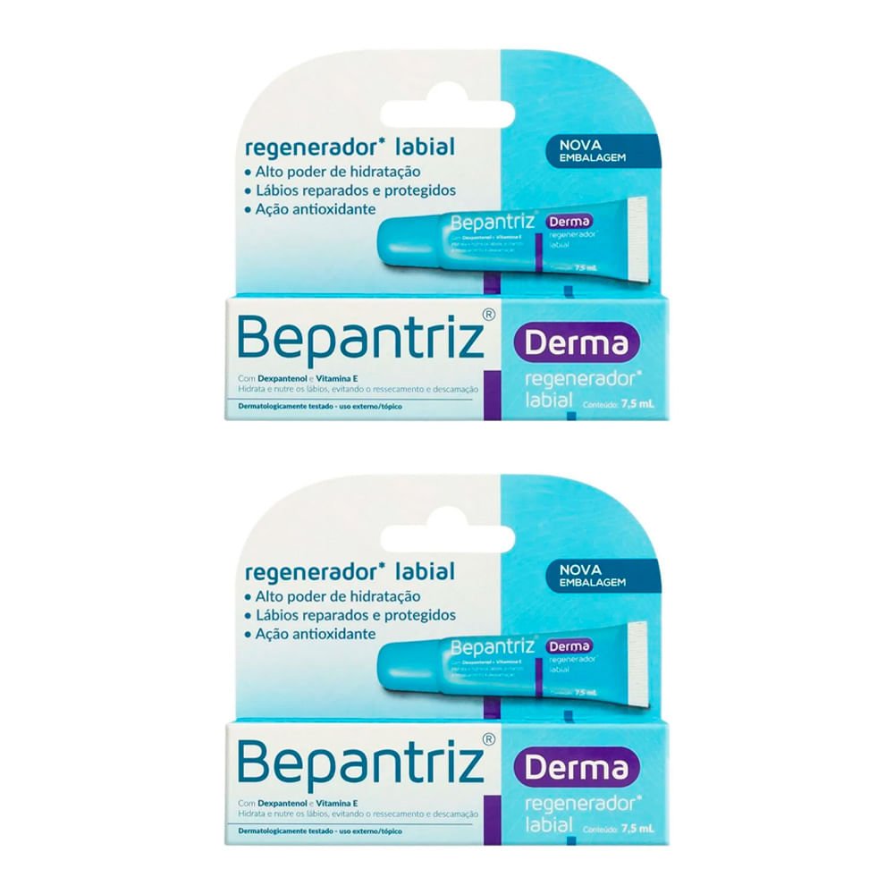Kit 2 Bepantriz Derma Creme Regenerador Labial 7,5ml cada. ÚNICO 1