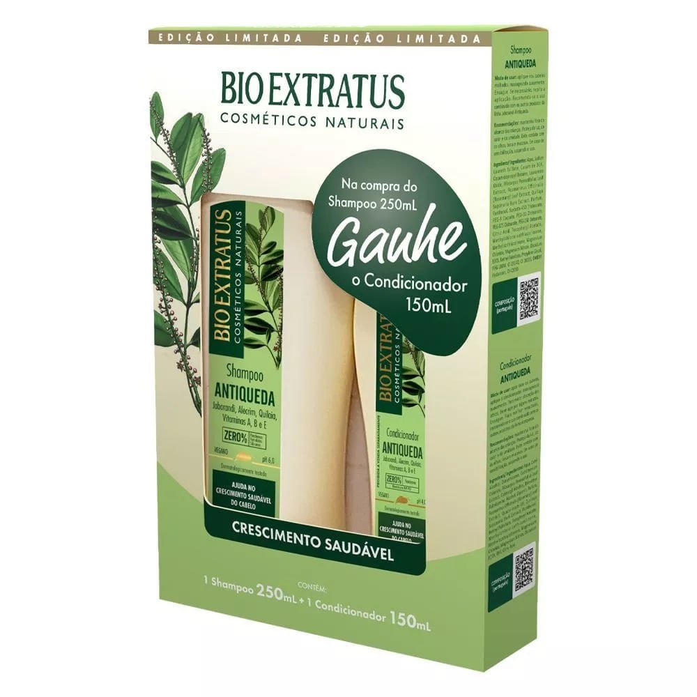 Kit Shampoo Antiqueda Bio Extratus 250ml + Condicionador 150ml