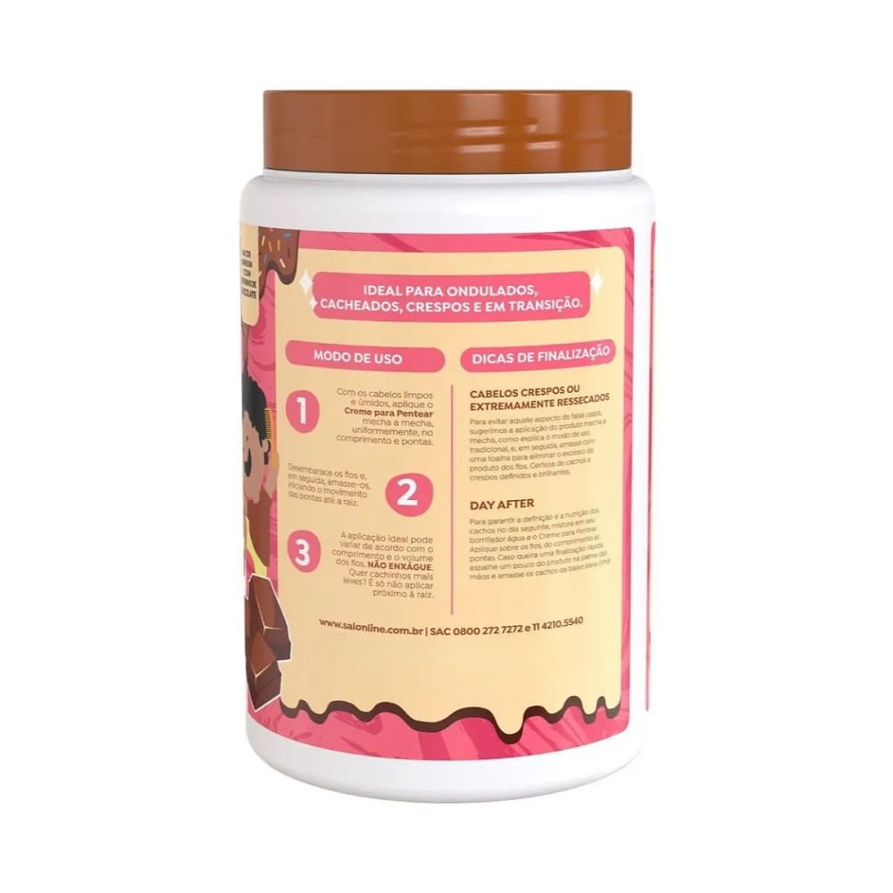 Creme de Pentear Salon Line Kids Cachinhos Nutridos Chocolate 1kg 1kg 2