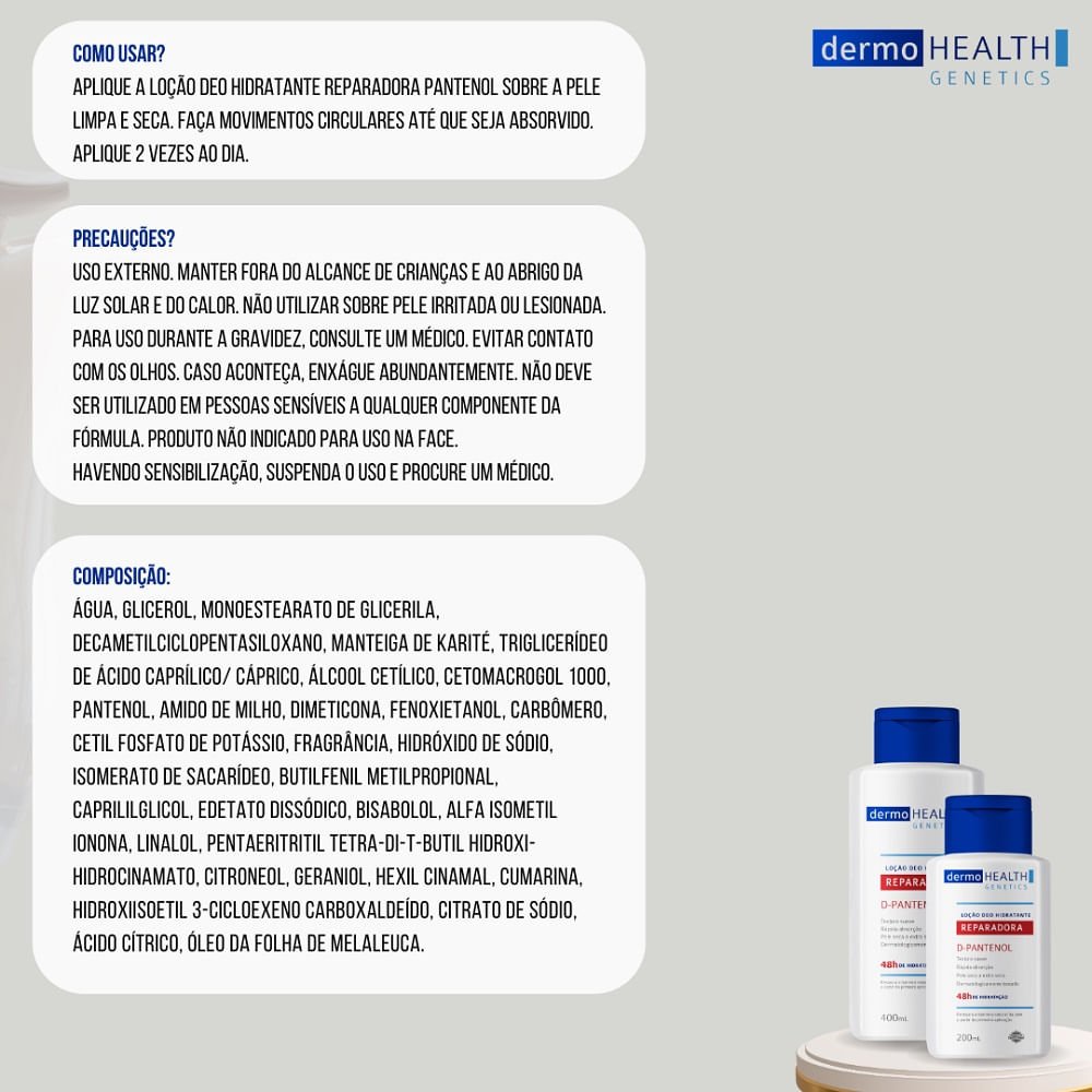 Loção Hidratante Dermo Health Reparadora D-Pantenol 400ml 400ml 3