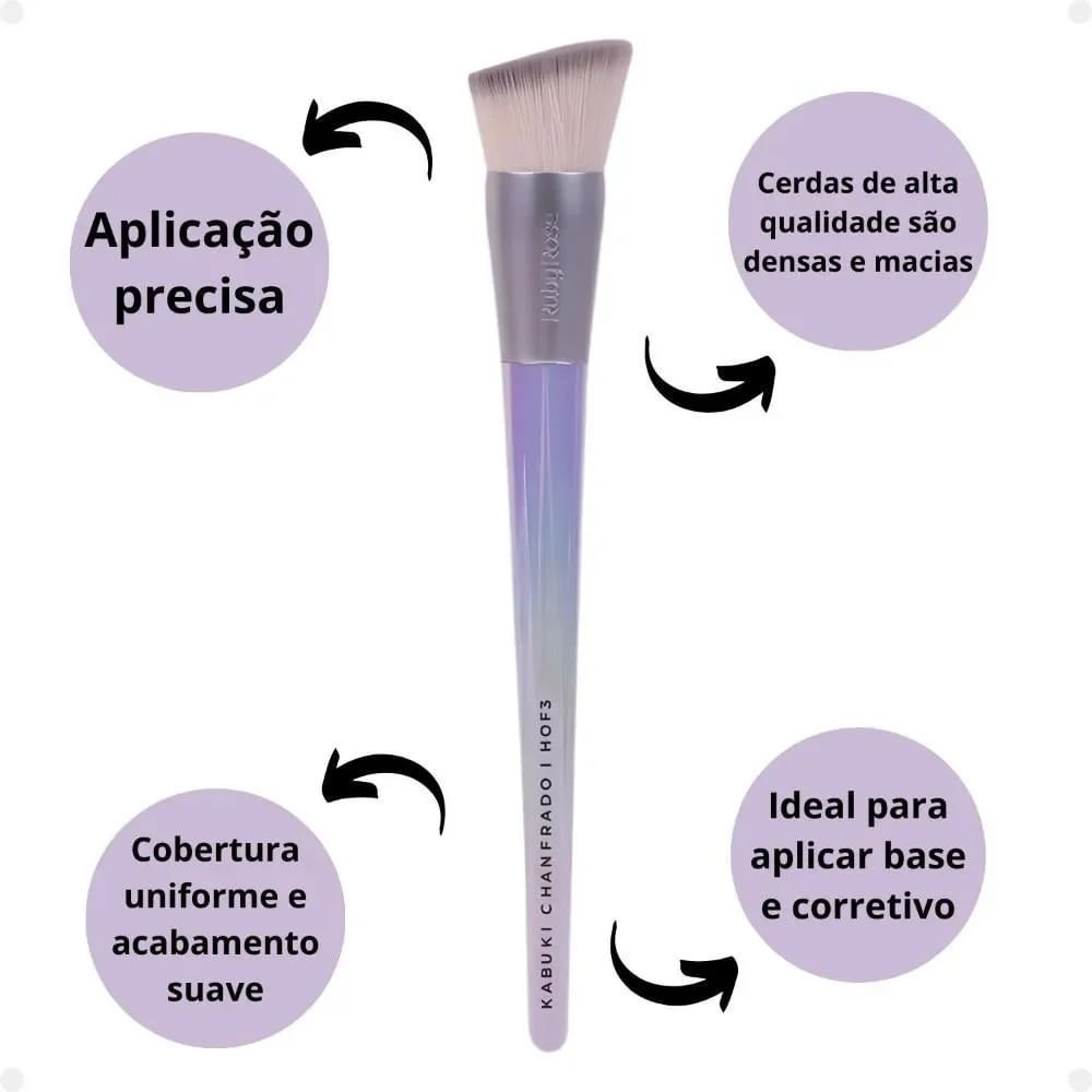 Pincel Ruby Rose Kabuki Chanfrado Holographic Roxo 5