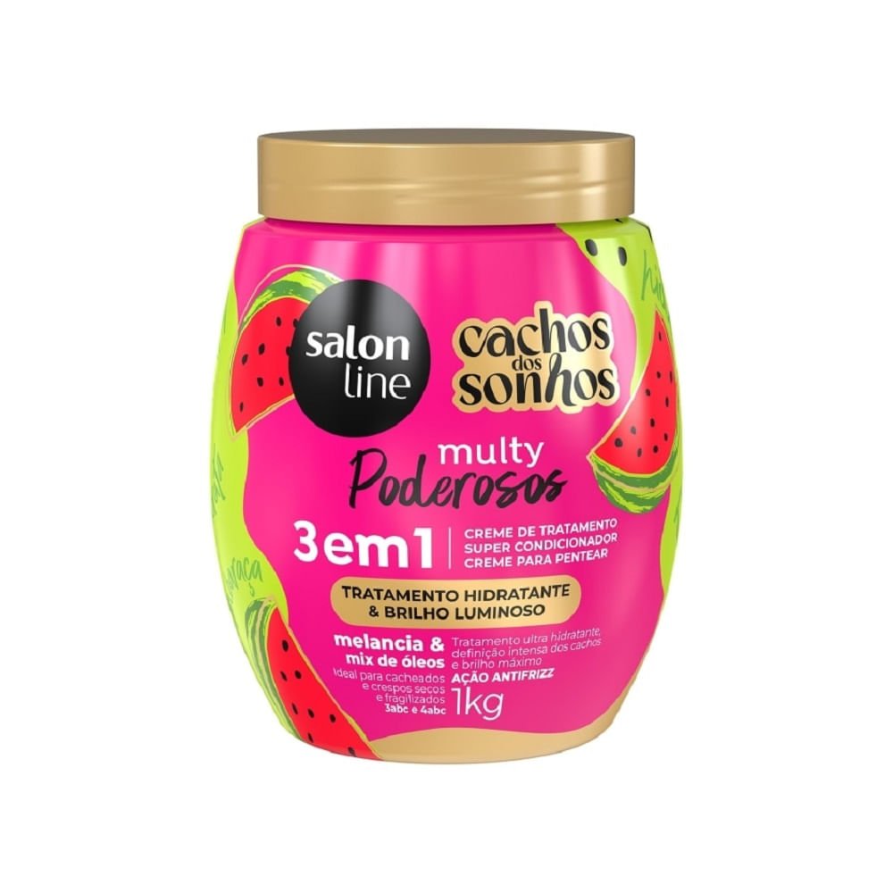 Creme Salon Line 3 Em 1 Cachos dos Sonhos Multy Poderosos Melancia 1kg