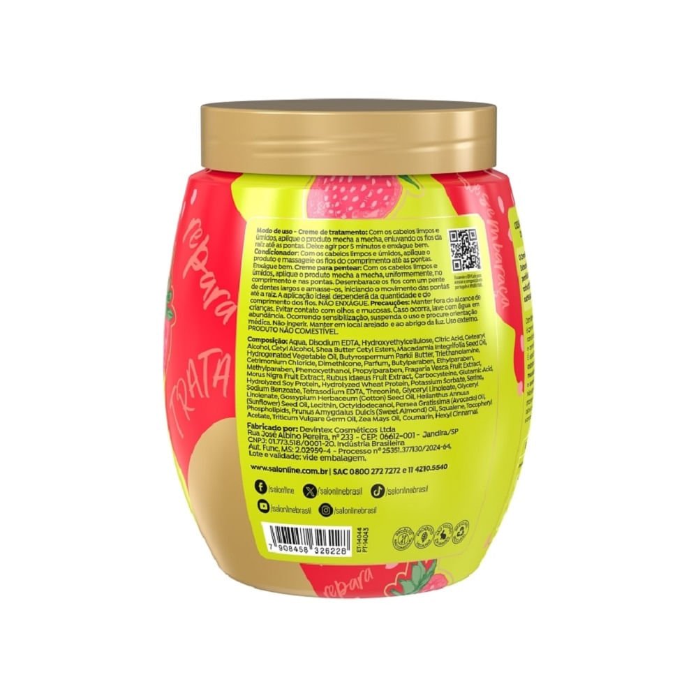Creme Salon Line 3 em 1 Cachos dos Sonhos Multy Extraordinário Morango 1kg 1kg 2