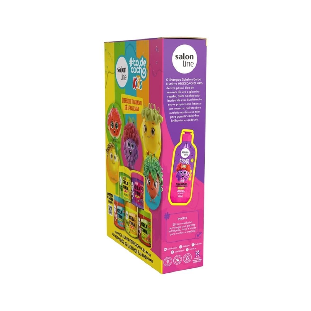 Kit Shampoo Salon Line Kids To de Cacho Uva 300ml + Condicionador 200ml ÚNICO 3