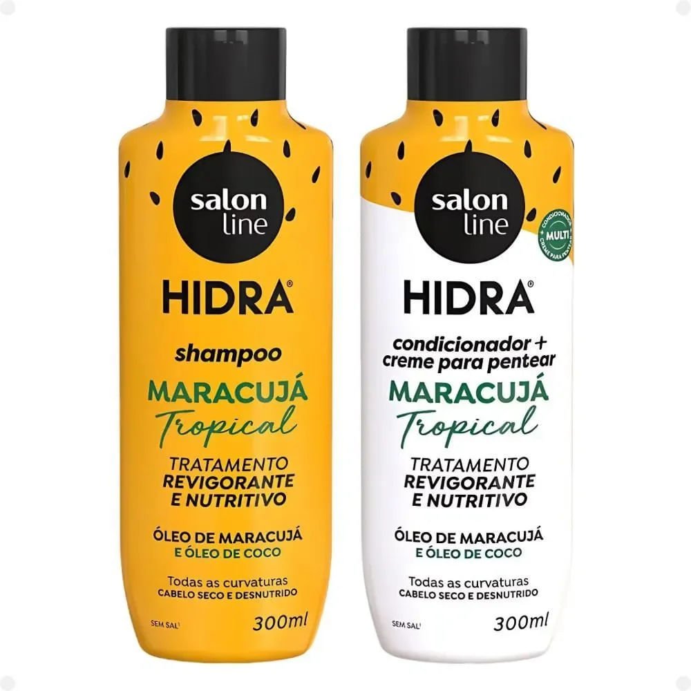 Kit Shampoo Salon Line Hidra Maracujá Tropical 300ml + Condicionador 300ml ÚNICO 3