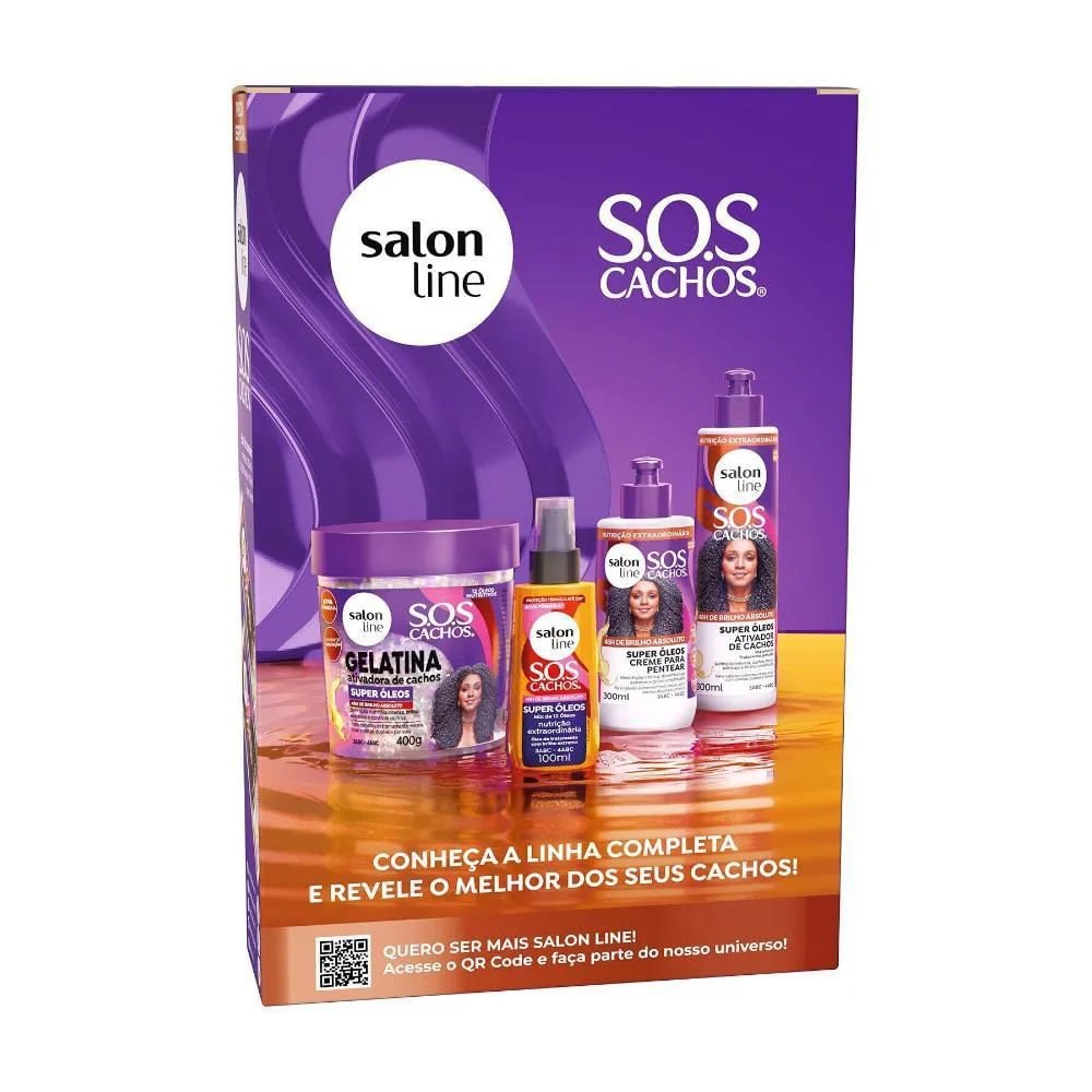 Kit Shampoo Salon Line SOS Cachos Super Óleos 300ml + Condicionador 200ml ÚNICO 2