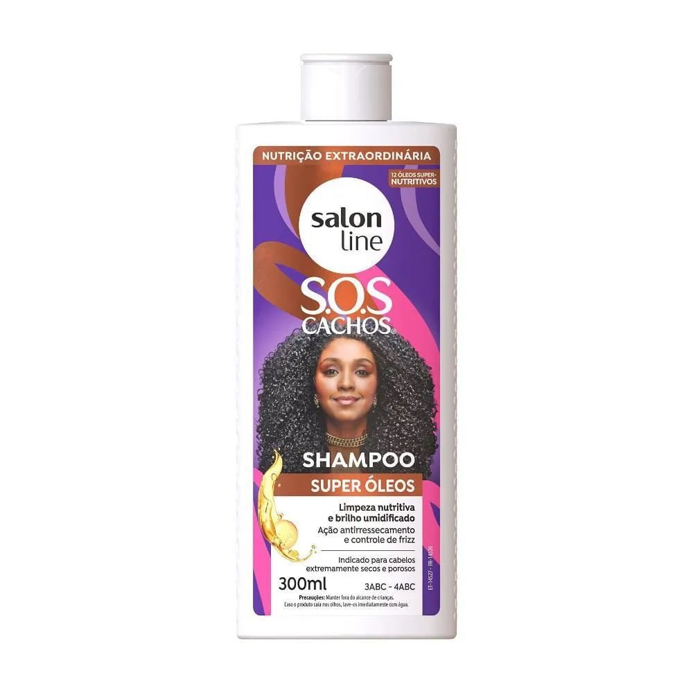Kit Shampoo Salon Line SOS Cachos Super Óleos 300ml + Condicionador 200ml ÚNICO 3