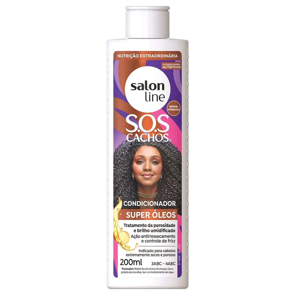 Kit Shampoo Salon Line SOS Cachos Super Óleos 300ml + Condicionador 200ml ÚNICO 4