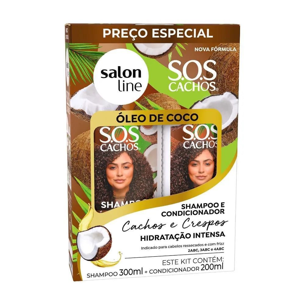 Kit Shampoo Salon Line SOS Cachos Óleo de Coco 300ml + Condicionador 200ml