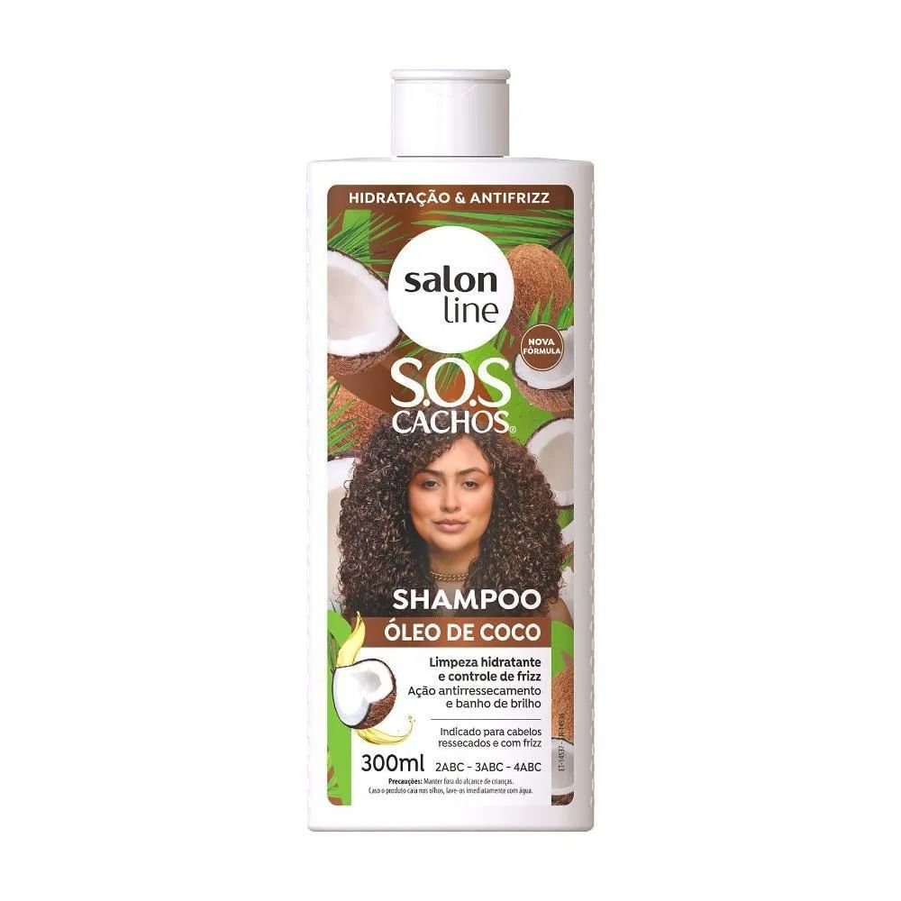 Kit Shampoo Salon Line SOS Cachos Óleo de Coco 300ml + Condicionador 200ml ÚNICO 3