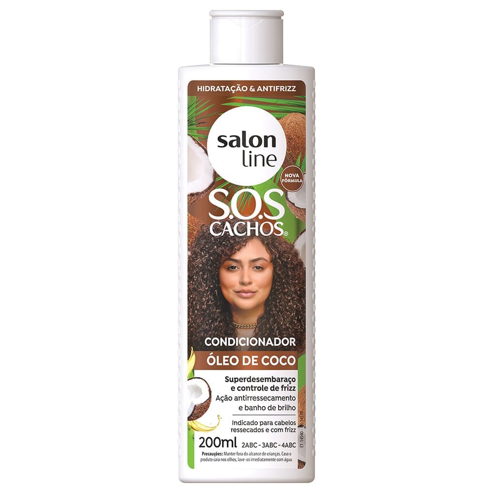 Kit Shampoo Salon Line SOS Cachos Óleo de Coco 300ml + Condicionador 200ml ÚNICO 4