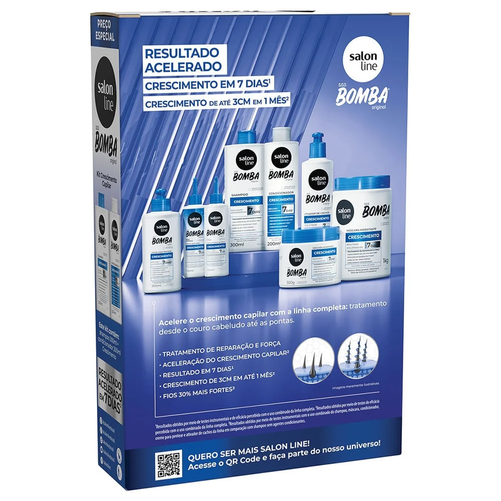 Kit Shampoo Salon Line SOS Bomba Crescimento 300ml + Condicionador 200ml ÚNICO 2