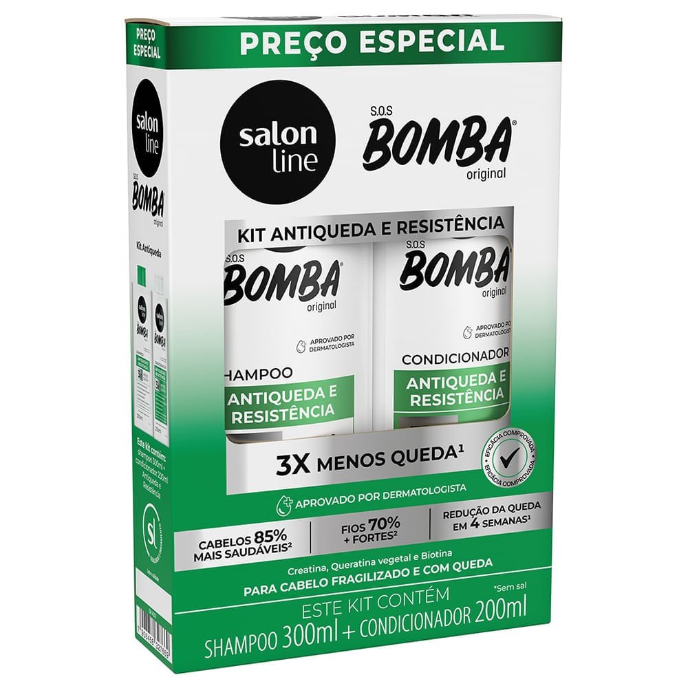 Kit Shampoo Salon Line SOS Bomba Antiqueda 300ml + Condicionador 200ml