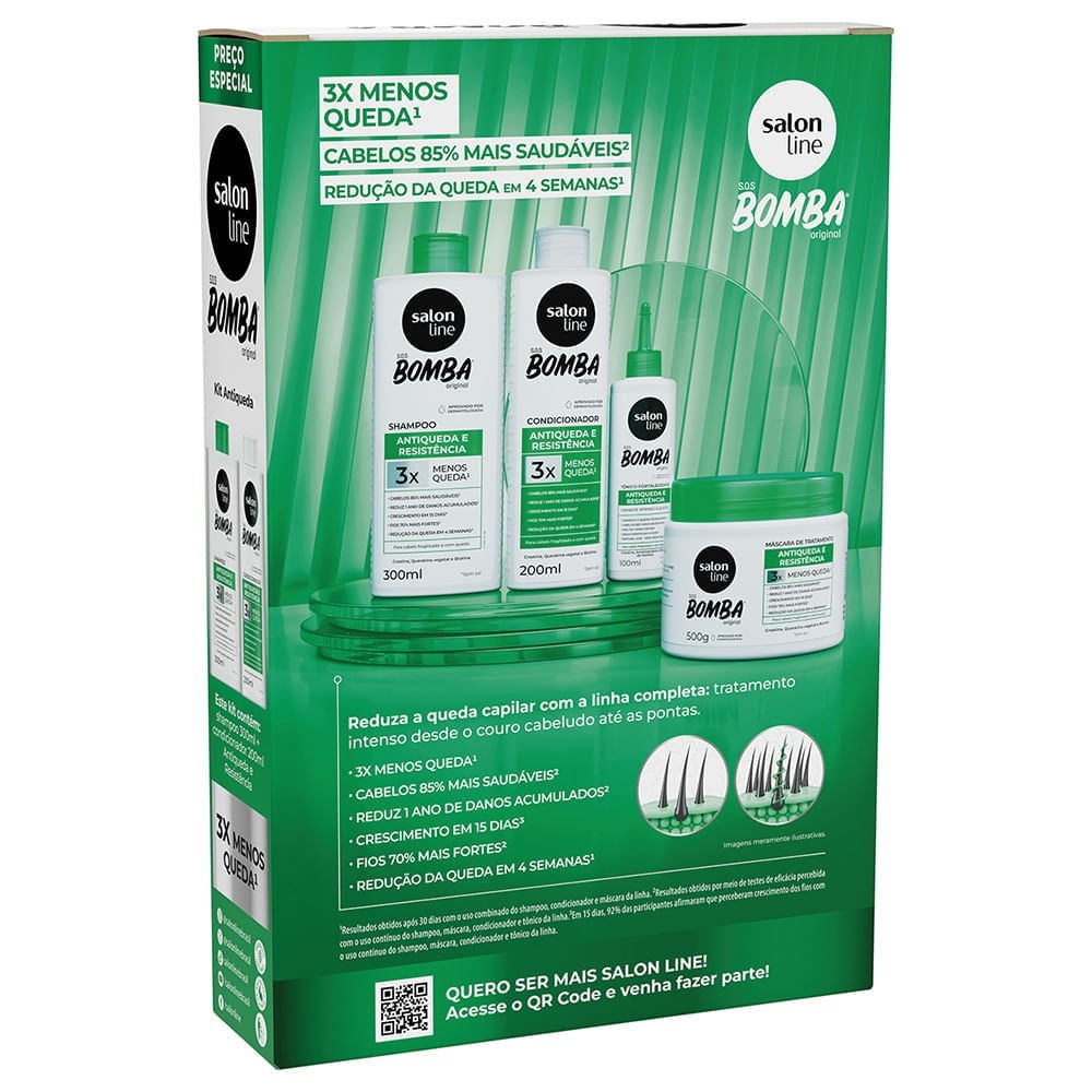 Kit Shampoo Salon Line SOS Bomba Antiqueda 300ml + Condicionador 200ml ÚNICO 2