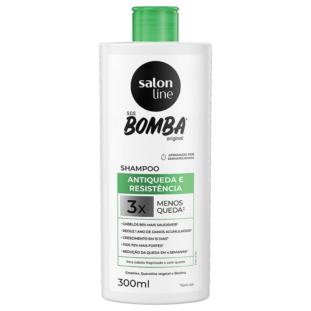 Kit Shampoo Salon Line SOS Bomba Antiqueda 300ml + Condicionador 200ml ÚNICO 3