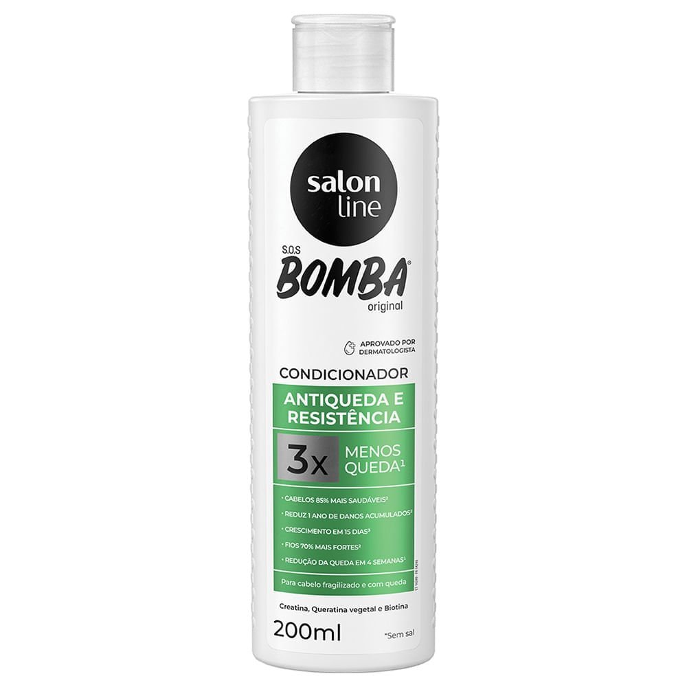 Kit Shampoo Salon Line SOS Bomba Antiqueda 300ml + Condicionador 200ml ÚNICO 4