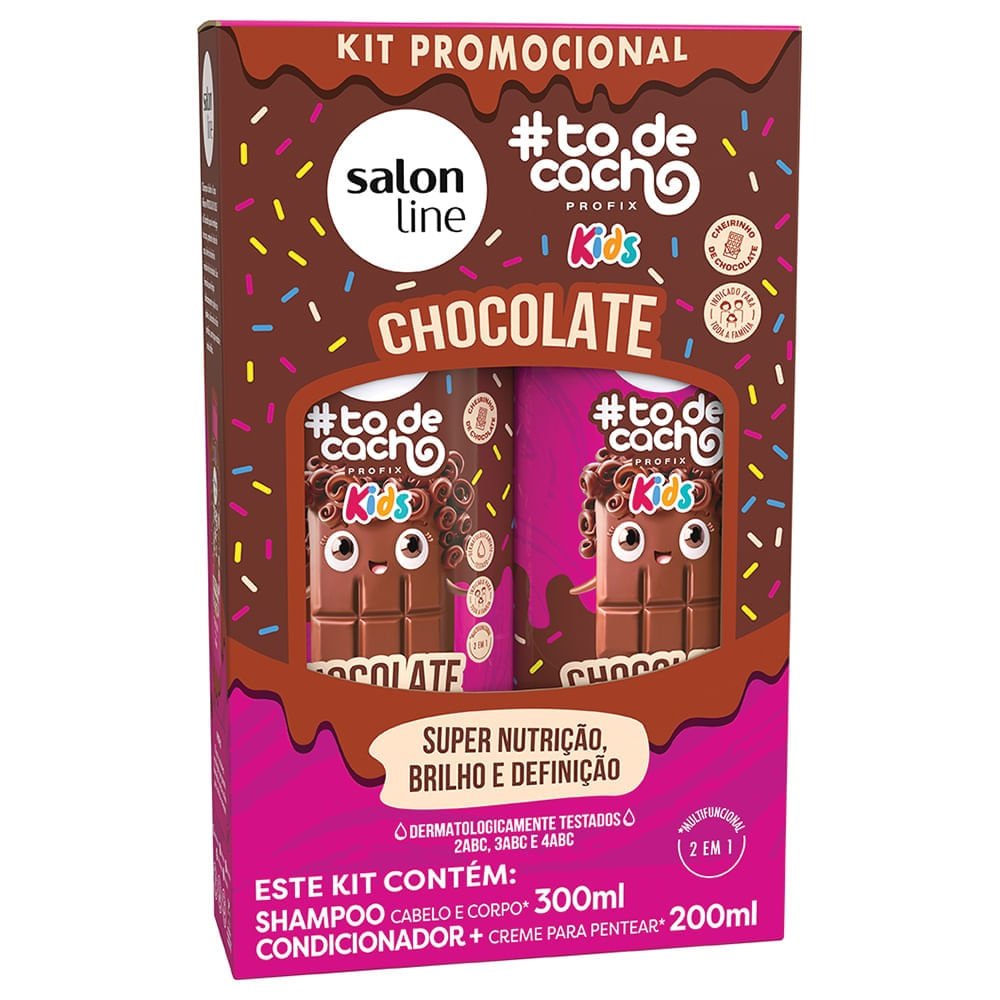 Kit Shampoo Salon Line Kids To De Cacho Chocolate 300ml + Condicionador 200ml