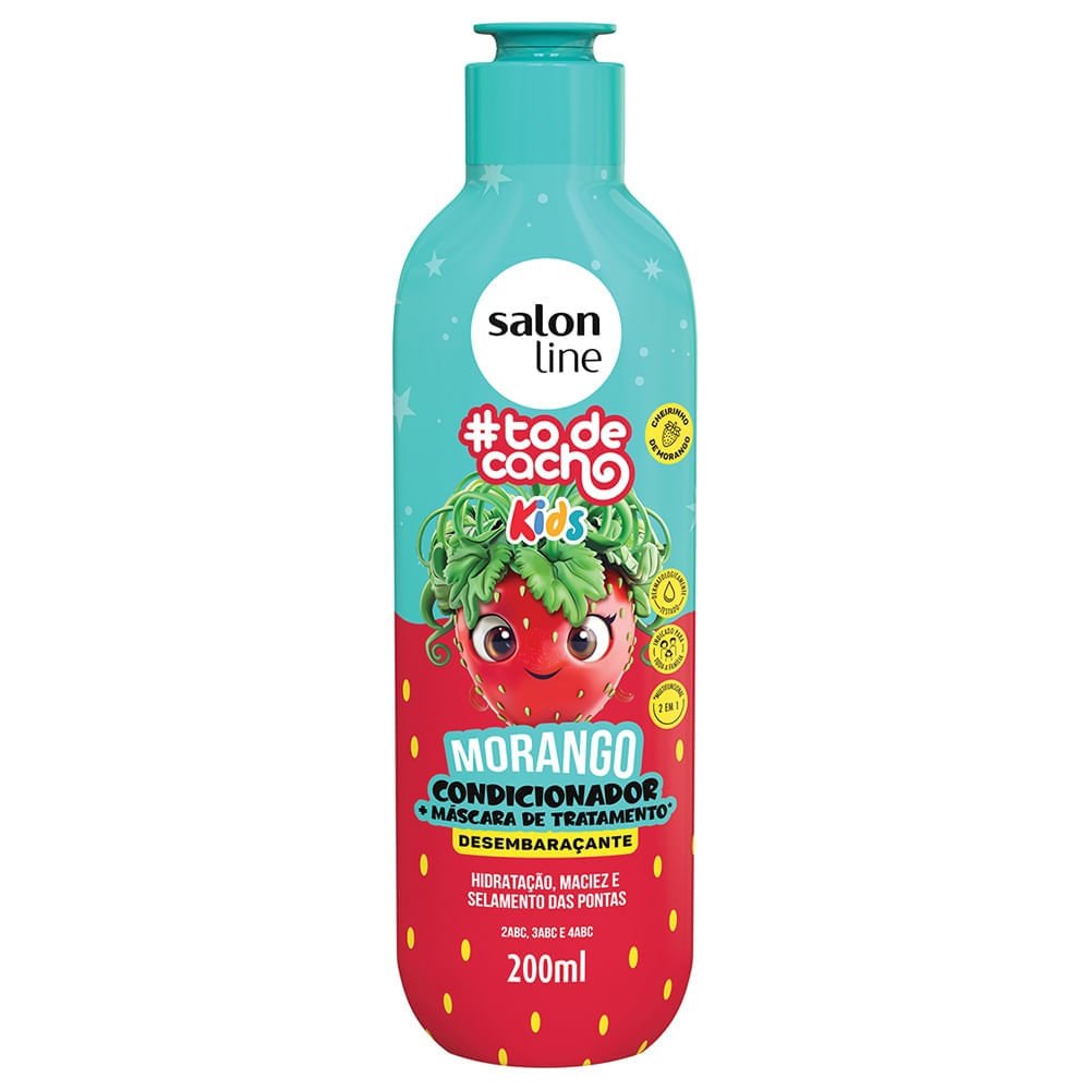 Kit Shampoo Salon Line Kids To De Cacho Morango 300ml + Condicionador 200ml ÚNICO 3