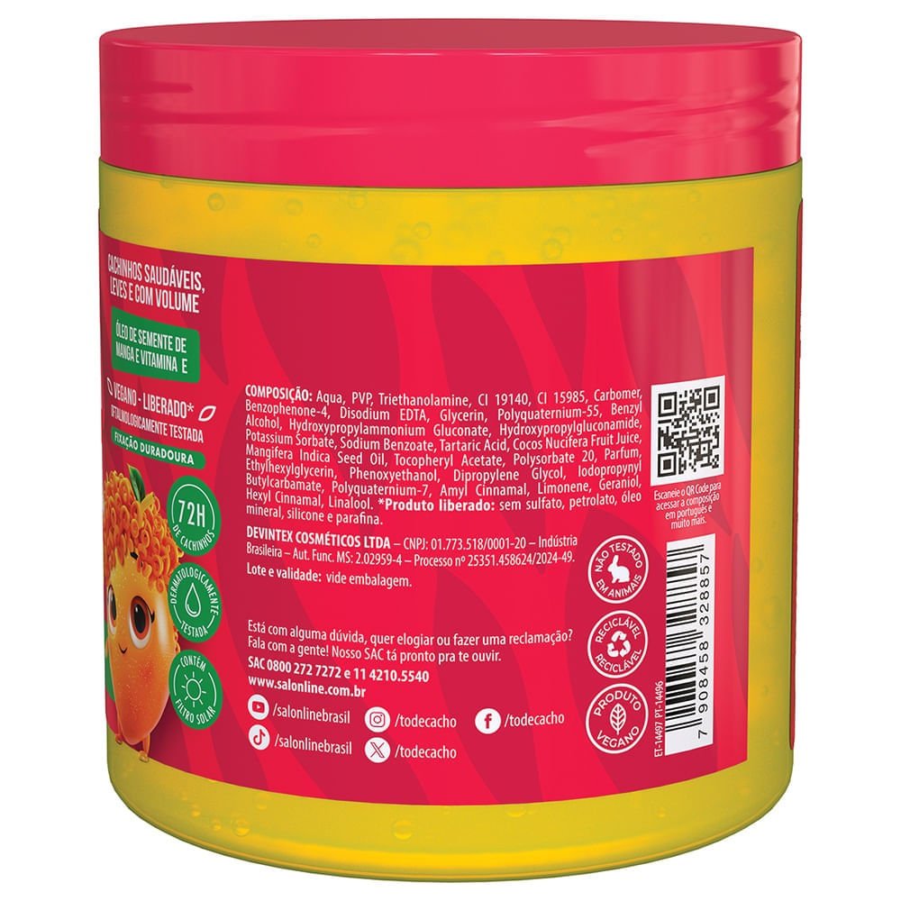 Gelatina Capilar Super Volume Salon Line Kids To de Cacho Manga 550g 550g 2