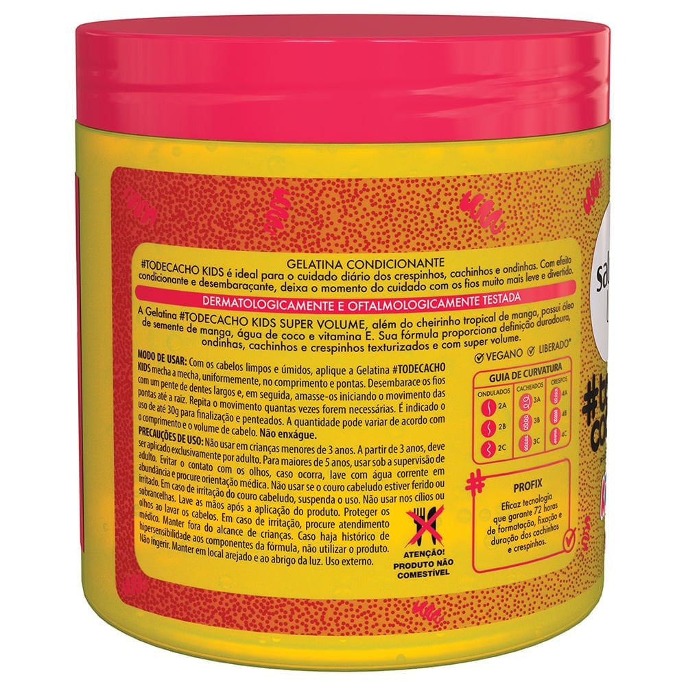 Gelatina Capilar Super Volume Salon Line Kids To de Cacho Manga 550g 550g 3